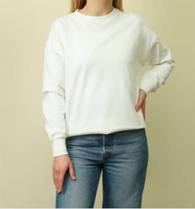 Γυναικεία Μπλούζα με Χοντρό Φούτερ Λαιμόκοψη Λευκό - Image 5