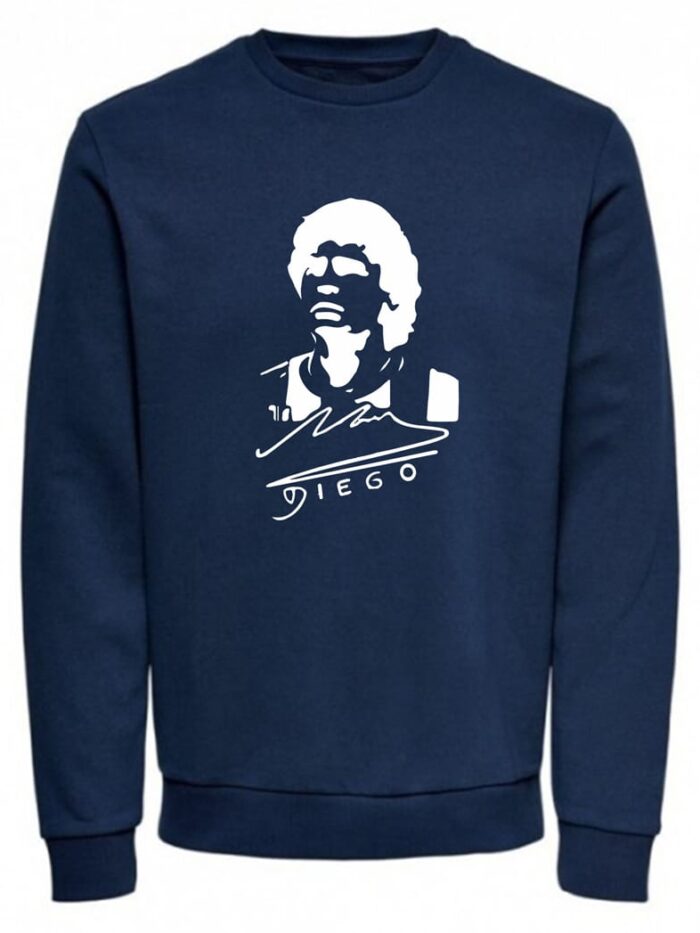 Παιδική Μπλούζα "MARADONA" με Χοντρό Φούτερ Λαιμόκοψη Μπλέ Μαρέν