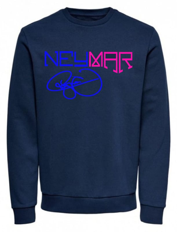 Παιδική Μπλούζα "NEYMAR" με Χοντρό Φούτερ Λαιμόκοψη Μπλέ Μαρέν