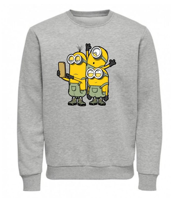 Kids Moda Παιδική Μπλούζα με Χοντρό Φούτερ Λαιμόκοψη "MINIONS" Γκρί Μελανζέ