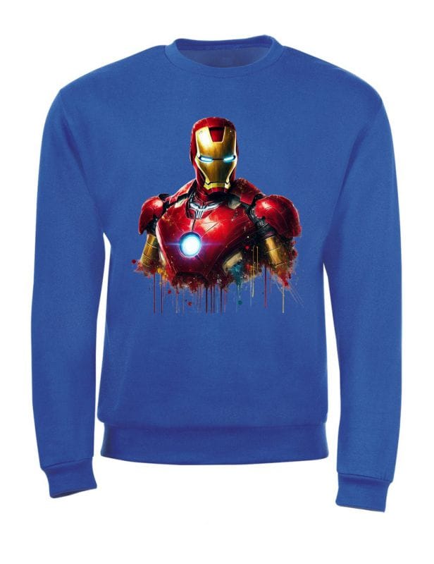 Kids Moda Παιδική Μπλούζα με Χοντρό Φούτερ Λαιμόκοψη "IRON MAN" Μπλέ Ρουά