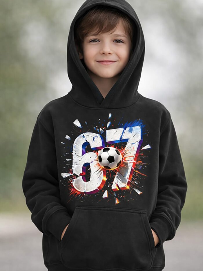 Kids Moda Παιδική Μπλούζα Φούτερ 67 soccer με Κουκούλα